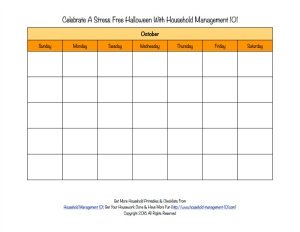 Free printable blank Halloween calendar for the month of October {on Household Management 101}