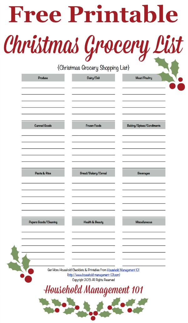 Printable Christmas Grocery List For Your Holiday Meals