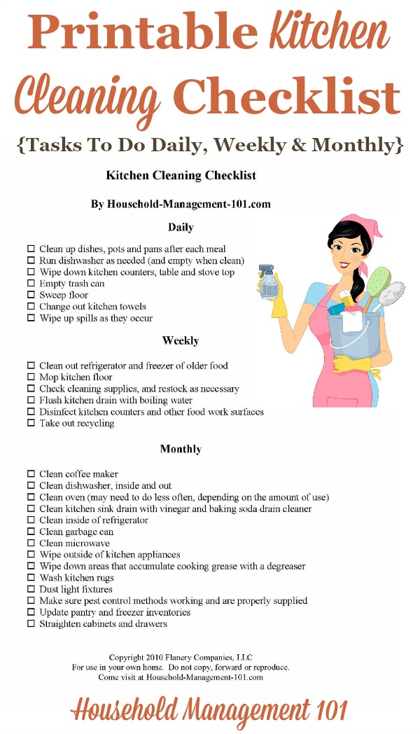 daily cleaning chores checklist