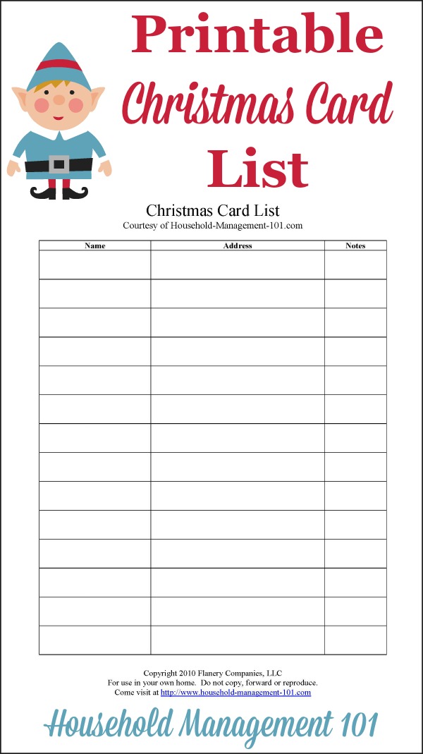 Christmas Card List Printable: Plan Who You ll Send Cards To This Year