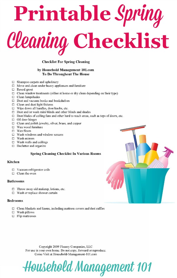 spring cleaning list printable